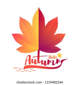 Vector autumn illustration. A boat with a sail in the form of an autumn leaf floating in a puddle and isolated on a white background.