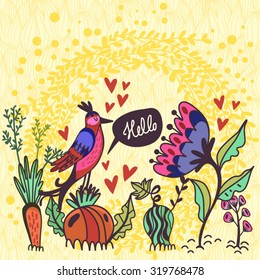 Vector autumn illustration in cartoonish style.