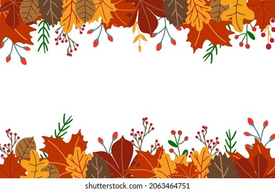 Vector autumn illustration. Frame with autumn symbols. A place for your design.