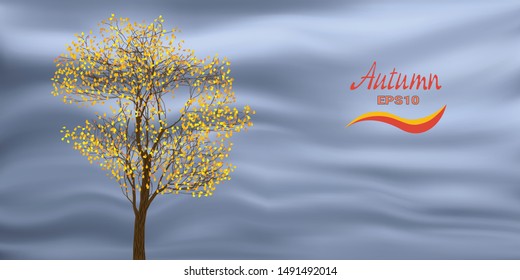 Vector autumn illustration, tree against a dramatic dark sky