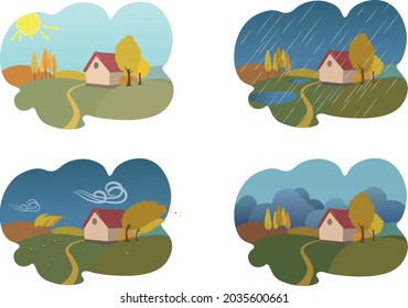 Vector autumn illustration. Autumn weather. Collection of different autumn weather vector.
Autumn weather vector drawing for design