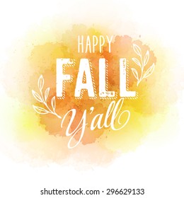 Vector autumn label on colorful watercolor background EPS 10