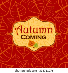 Vector autumn label over seamless background