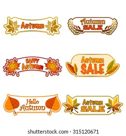 Vector autumn labels with leaves