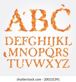 Vector autumn latin alphabet, consisting of bright leaves illustation