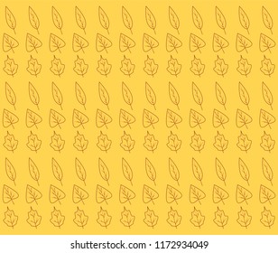 vector autumn leaf background, outline texture of various leaves
