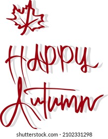 vector  autumn leaf with lettering happy autumn background