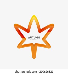 Vector autumn leaf logo, minimal line design