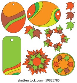 Vector autumn leafs and tags