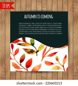 vector autumn leave watercolor pattern. colorful backdrop. identity branding template.