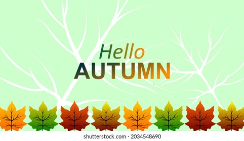 vector autumn leaves, cool autumn colorful vector background, tree trunks and leaves