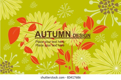 Vector autumn leaves falling  on floral background