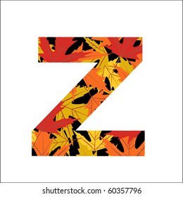 Vector autumn leaves font, letter Z