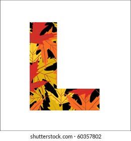 Vector autumn leaves font, letter L