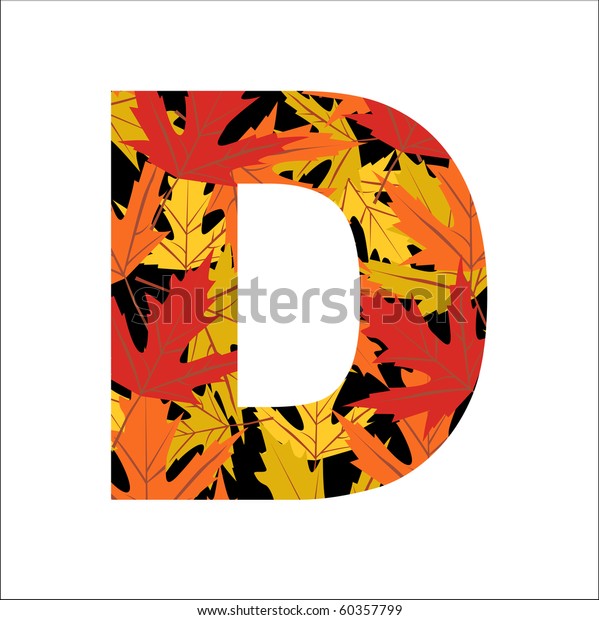 Vector Autumn Leaves Font Letter D Stock Vector (Royalty Free) 60357799 ...