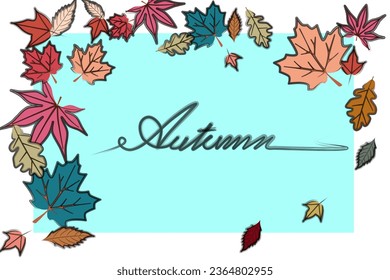 Vector autumn leaves. line drawing of autumn leaf. Autumn text font and leaves isolated on white background vector.