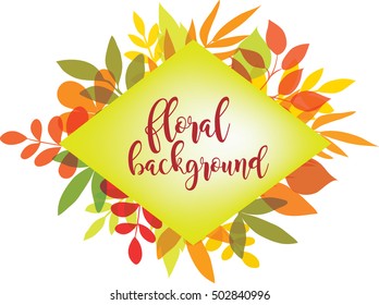 Vector autumn leaves pattern. Multicolor fall background with leaves. Rhombus, diamond, frame