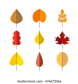Vector autumn leaves red, orange yellow colors fall season