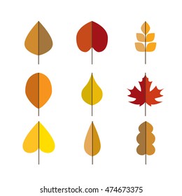 Vector autumn leaves red, orange yellow colors fall season