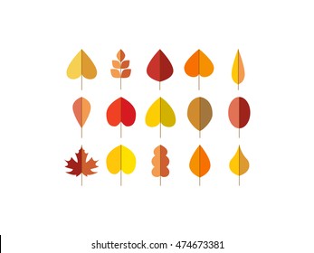 Vector autumn leaves red, orange yellow colors fall season