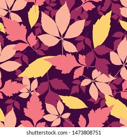 Vector autumn leaves seamless pattern repeat background