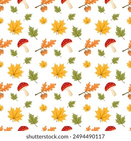 vector autumn leaves seamless pattern