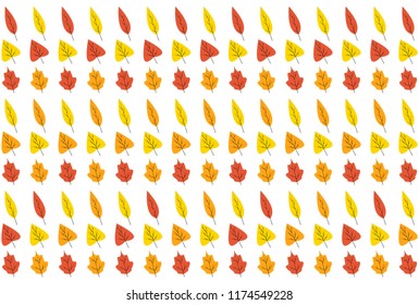 vector autumn leaves texture. different yellow leaves set
