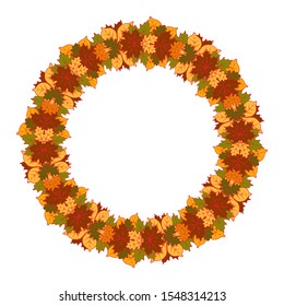 vector autumn leaves wreath isolated on white background