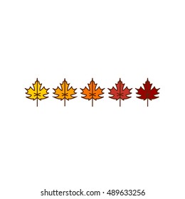 Vector autumn maple leaves icons background in yellow and red