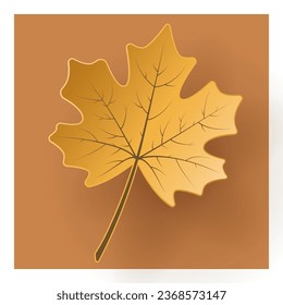 Vector autumn paper cut 3d maple leaf with shadow on brown background. Fall cut out design elements for presentation, banner, cover, web, flyer, card, sale, poster, slide and social media