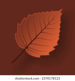 Vector autumn paper cut 3d birch leaf with shadow on brown background. Fall cut out design elements for presentation, banner, cover, web, flyer, card, sale, poster, slide and social media	