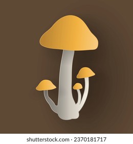 Vector autumn paper cut 3d mushroom on brown background. Fall cut out design elements for presentation, banner, cover, web, flyer, card, sale, poster, slide and social media