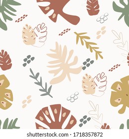 Vector autumn pattern of abstract leaves.