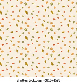 Vector autumn pattern design, pastel colored leaves.