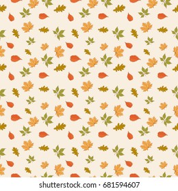 Vector autumn pattern design, pastel colored leaves.