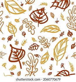 Vector autumn pattern with leaves in yellow, orange and red colors