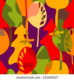 Vector autumn pattern with trees. 