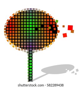 Vector Autumn Pixel Tree Design. Falling Leaves. Drop Shadow. Colorful. EPS 10