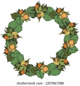 Haselnuss der Herbstpflanze. Blattpflanze botanischer Garten Blumenblätterblättern. Rahmen-Ornament-Quadrat. Vektorblatt für Hintergrund, Textur, Wrapper-Muster, Rahmen oder Rahmen.