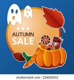 Vector autumn price label with  halloween theme