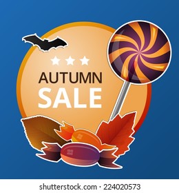 Vector autumn price label with  halloween theme