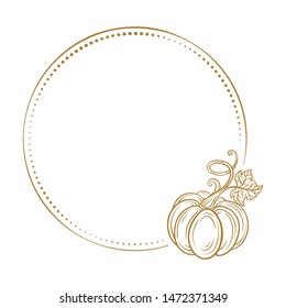 Vector autumn pumpkin vintage frame on a white background.