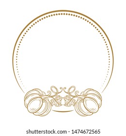 Vector autumn pumpkins vintage frame on a white background.