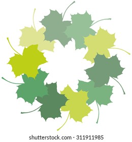 Vector autumn round frame. Wreath of autumn leaves - maple. Fall background. Eps 10.