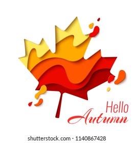 Vector Autumn Sale background template with paper cut autumn maple leaf for shopping sale flyer, web banner. Fall seasonal shopping promo poster