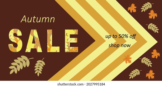 Vector of autumn sale banner with falling leaves and text