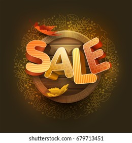 Vector autumn sale design. Elements are layered separately in vector file.