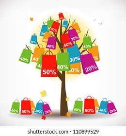 Vector autumn sale design template.  Card or background.