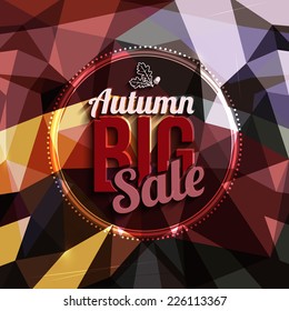 Vector autumn sale on triangular background in bright colors.
