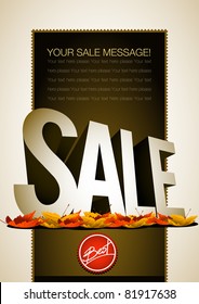 Vector autumn sale poster or flyer template. All elements are layered separately in vector file. Easy editable.